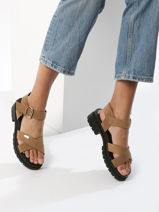 Sandals In Leather Les tropeziennes Brown women TIHASUED-vue-porte
