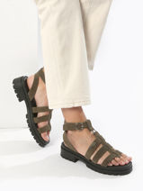 Sandals Tobosued In Leather Les tropeziennes Green women TOBOSUED-vue-porte