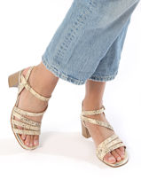 Heeled Sandals In Leather Rock and rose Beige women 1235TP-vue-porte