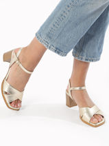 Heeled Sandals In Leather Rock and rose Gold women 1701TP-vue-porte