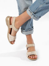 Velcro Sandals In Leather Mephisto Beige women P5139443-vue-porte