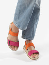 Velcro Sandals In Leather Mephisto Pink women P5142376-vue-porte