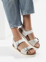 Sandals In Leather Mephisto White women P5144812-vue-porte