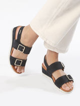 Velcro Sandals In Leather Mephisto Blue women P5145186-vue-porte