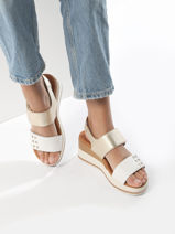 Velcro Sandals In Leather Mephisto White women P5145367-vue-porte