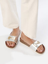 Slippers In Leather Nathan baume Silver women 241N70-vue-porte