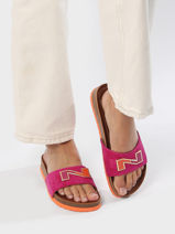 Slippers In Leather Nathan baume Pink women 241N70-vue-porte