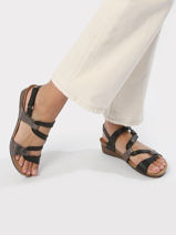 Sandals In Leather Xapatan Black women 2164-vue-porte
