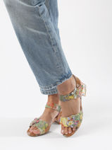 Heeled Sandals In Leather Laura vita Multicolor women HUCBIO05-vue-porte