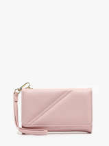 Coin Purse With Card Holder Miniprix Pink grained 78SM2612