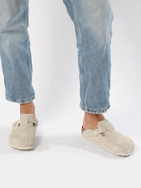Slippers In Leather Birkenstock White accessoires 1024740-vue-porte