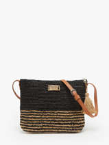 Sac Bandouli�re L'atelier Du Crochet Raphia Le voyage en panier Noir l'atelier du crochet AM753
