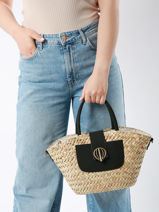 Sac Port� Main Panier Papier Le voyage en panier Noir panier PM765-vue-porte