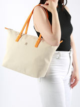 Shopping Bag Poppy Canvas Recycled Polyester Tommy hilfiger Beige poppy canvas AW15983-vue-porte