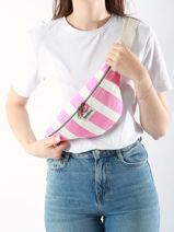 Sac Banane Olivia Rayures Hindbag Rose rayures RA-vue-porte