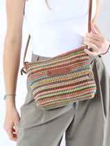 Sac Bandouli�re Over The Rainbow Raphia Le voyage en panier Multicolore over the rainbow PM457-vue-porte