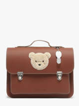 Leather Teddy Satchel Own stuff Brown preschool 14TEDDY