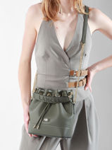 Small Leather Bucket Bag Ninon Lancel Green ninon A10922-vue-porte