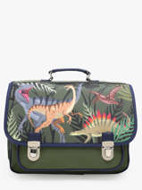 2-compartment Satchel Caramel et cie Green fier GA