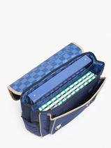 2-compartment Satchel Caramel et cie Blue boheme FI-vue-porte