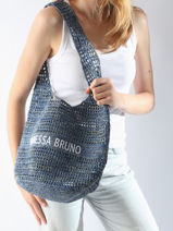 Hobo Cabas Raphia Raphia Vanessa bruno Bleu cabas raphia 60V40819-vue-porte