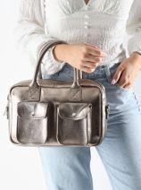 Crossbody Bag Vintage Leather Paul marius Gray vintage LEDANDYS-vue-porte