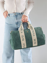 A4 Size Shoulder Bag Velours Vanessa wu Green velours MA0085-vue-porte