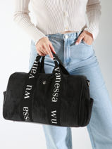 A4 Size Shoulder Bag Velours Vanessa wu Black velours MA0085-vue-porte