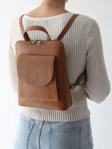 Shoulder Strap Backpack Leather Milano Brown caviar CA240615-vue-porte