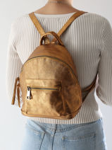 Sac  Dos Nine Cuir Milano Or nine NI23066-vue-porte