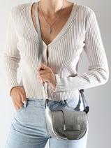 Shoulder Bag Nine Leather Milano Silver nine NI24064-vue-porte
