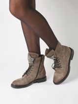 Boots In Leather Mjus Gray women T81209-vue-porte