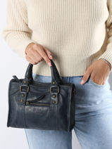 Sac Bandouli�re Cow Cuir Basilic pepper Bleu cow BCOW72-vue-porte