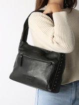 Sac Port paule Glam Cuir Basilic pepper Noir glam BGLA70-vue-porte