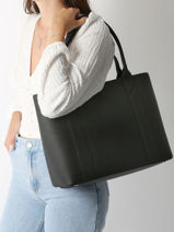 Leather Delft Shoulder Bag Nathan baume Black mondrian 5-vue-porte