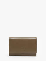 Leather Caviar Flap Wallet Crinkles Brown caviar 14049