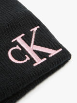 Beanie Calvin klein jeans Black monogram embro K612658-vue-porte