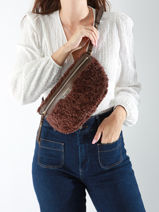 Shearling And Leather Othilia Belt Bag Vanessa bruno Brown othilia 37V40878-vue-porte