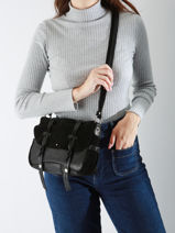 Shoulder Bag Vintage Leather Mila louise Black vintage 3677XV-vue-porte