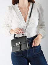 Sac  Main Love Bag Icon Cuir Pinko Noir love bag icon A1VF-vue-porte