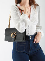 Sac Bandouli�re Love Bag Icon Cuir Pinko Noir love bag icon A0F1-vue-porte
