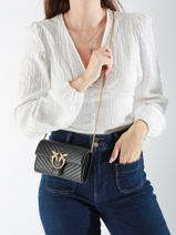 Sac Bandoulire Love Bag Quilt Cuir Pinko Noir love bag quilt A0GK-vue-porte