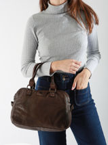 Leather Heritage Satchel Biba Brown heritage BT1-vue-porte