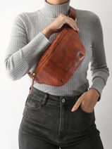 Sac Banane Cuir Paul marius Marron la suite 1960 BANAN960-vue-porte