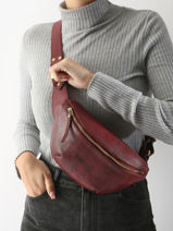 Belt Bag Leather Paul marius Red la suite 1960 BANAN960-vue-porte