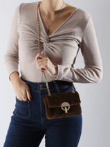 Petit Sac Bandoulire Moon En Velours Vanessa bruno Marron moon 42V40326-vue-porte