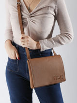 Sac Bandoulire Brugge Cuir Nathan baume Marron n city 2-vue-porte