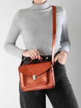 Leather Melle George Ginger Crossbody Bag Paul marius Brown ginger GEORGGIN-vue-porte