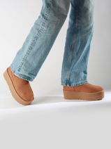Boots Classic Mini Platform In Leather Ugg Beige women 1134991-vue-porte