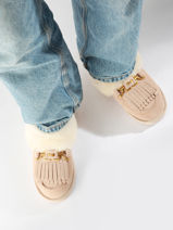Slippers In Leather Nathan baume Beige women 242N6103-vue-porte